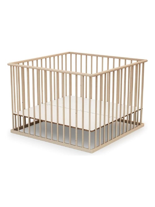Webaby - cercadinho de bebê em madeira faia em bruto 100 x 100 cm cubo - Kiabi Webaby - cercadinho de bebê em madeira faia em bruto 100 x 100 cm cubo - Kiabi