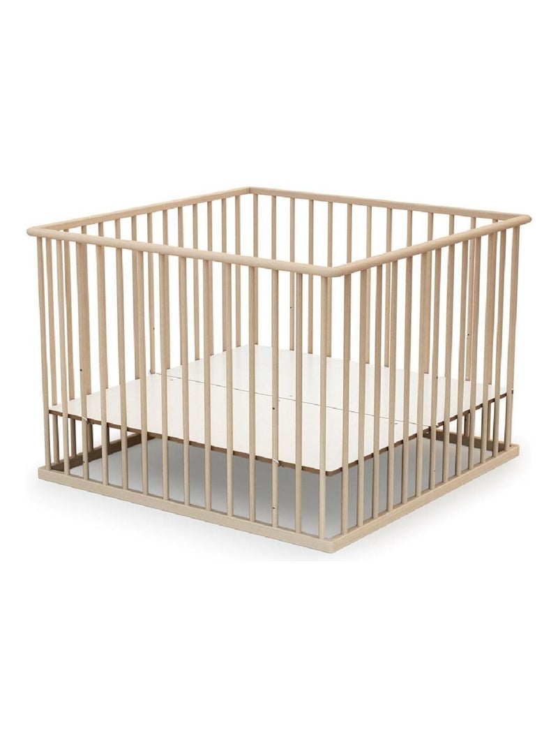 Webaby - cercadinho de bebê em madeira faia em bruto 100 x 100 cm cubo Castanho-avelã - Kiabi