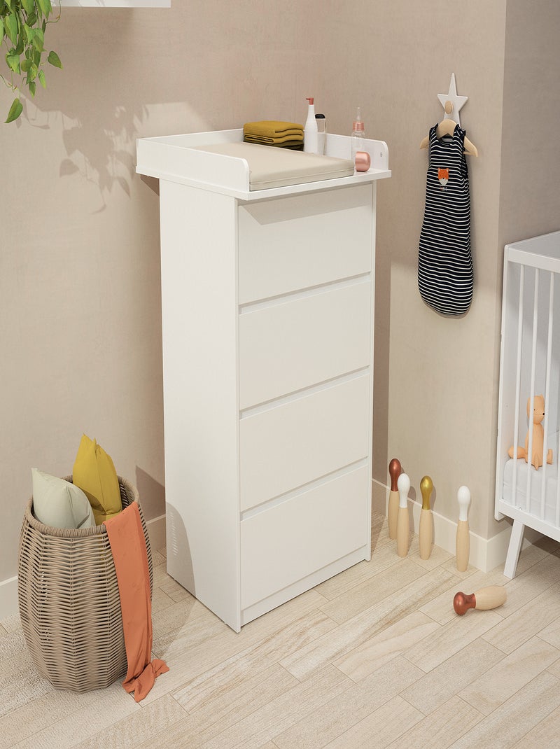 Webaby - cômoda bebê 4 gavetas e trocador de madeira 70 cm uno - branco Branco - Kiabi