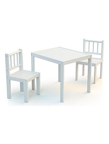 Webaby - conjunto de 1 mesa + 2 cadeiras para crianças de madeira branco