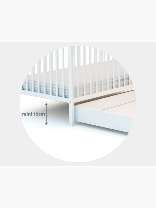 Webaby - gaveta de cama bebê 60 x 120 cm rolo de madeira branco - Kiabi