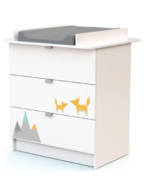 Webaby - mala muda-fraldas com 3 gavetas renard de madeira branco alba - Kiabi Webaby - mala muda-fraldas com 3 gavetas renard de madeira branco alba - Kiabi