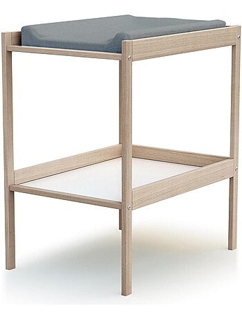 Webaby - mesa muda-fraldas com 1 prateleira milo de madeira faia em bruto