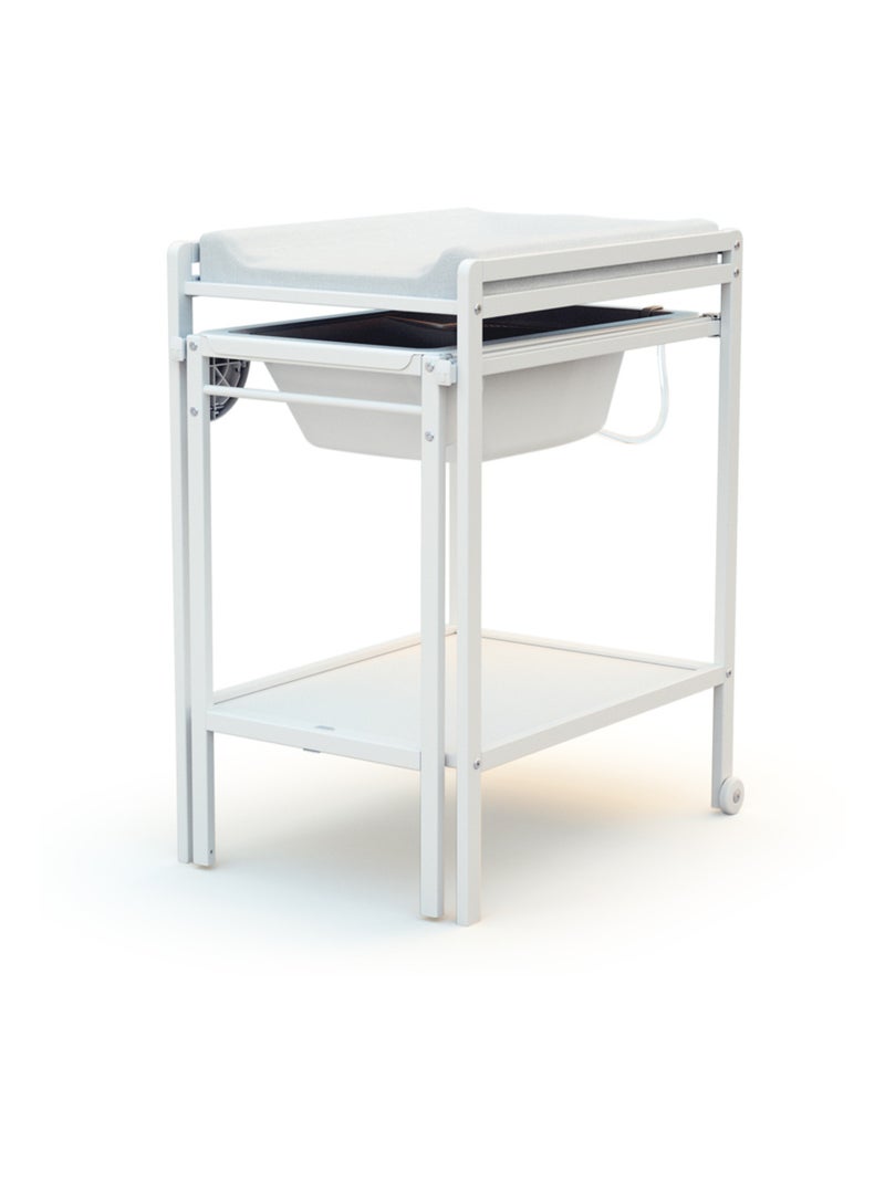 Webaby - mesa muda-fraldas com banheira lilo de madeira branco Branco - Kiabi