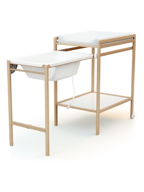 Webaby - mesa muda-fraldas com banheira lilo de madeira faia envernizada - Kiabi Webaby - mesa muda-fraldas com banheira lilo de madeira faia envernizada - Kiabi