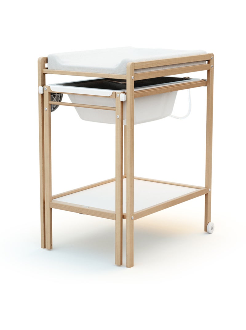 Webaby - mesa muda-fraldas com banheira lilo de madeira faia envernizada Bege claro - Kiabi