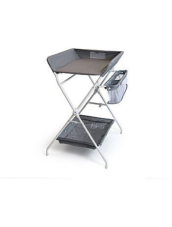 Webaby - mesa muda-fraldas dobrável de aço, de plástico branco e cinzento