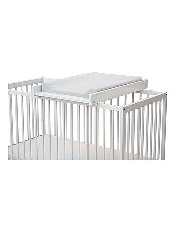 Webaby - trocador de fraldas amovível para o cama de bebe mona de madeira branco e faia 60 x 120 cm