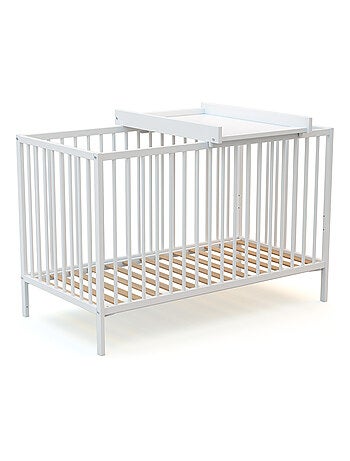 Webaby - trocador de fraldas amovível para o cama de bebe mona de madeira branco e faia 60 x 120 cm