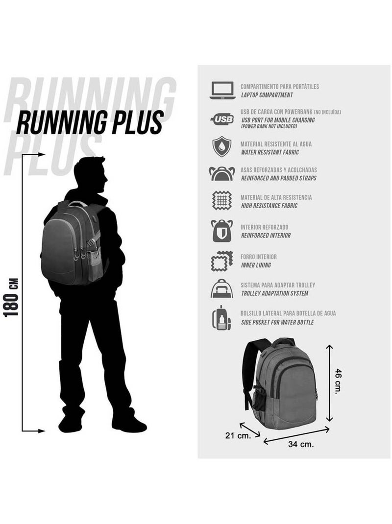 Wednesday Chains Mochila Running PLUS, Preta Preto - Kiabi