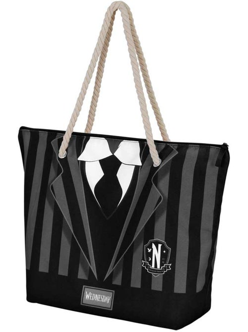 Wednesday uniform bolsa de praia soleil, preta - Kiabi