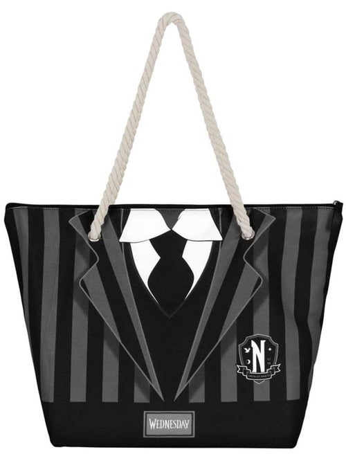 Wednesday uniform bolsa de praia soleil, preta - Kiabi