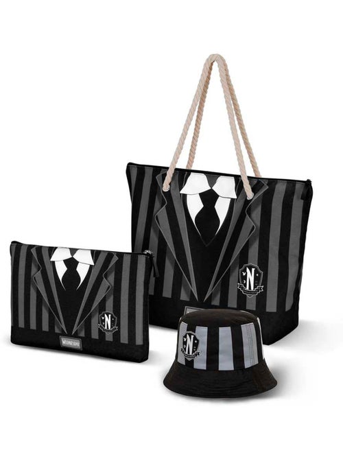 Wednesday uniform bolsa de praia soleil, preta - Kiabi