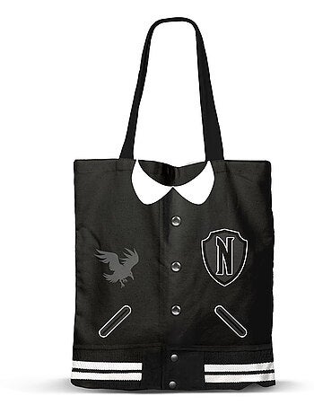 Wednesday Varsity Bolsa de la Compra Shopping Bag, Preta