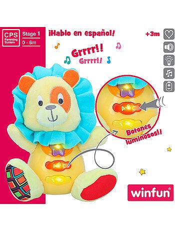 Winfun brinquedo de pelúcia lion para bebês c/luz e som em espanhol