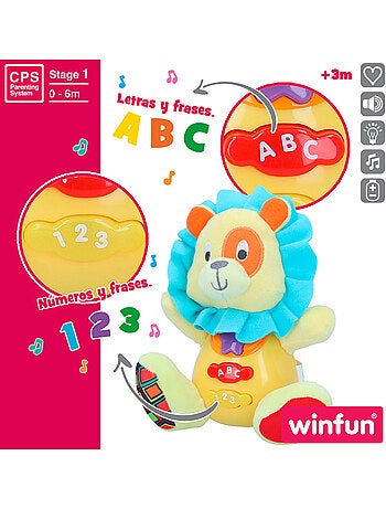 Winfun brinquedo de pelúcia lion para bebês c/luz e som em espanhol