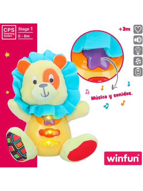 Winfun brinquedo de pelúcia lion para bebês c/luz e som em espanhol - Kiabi