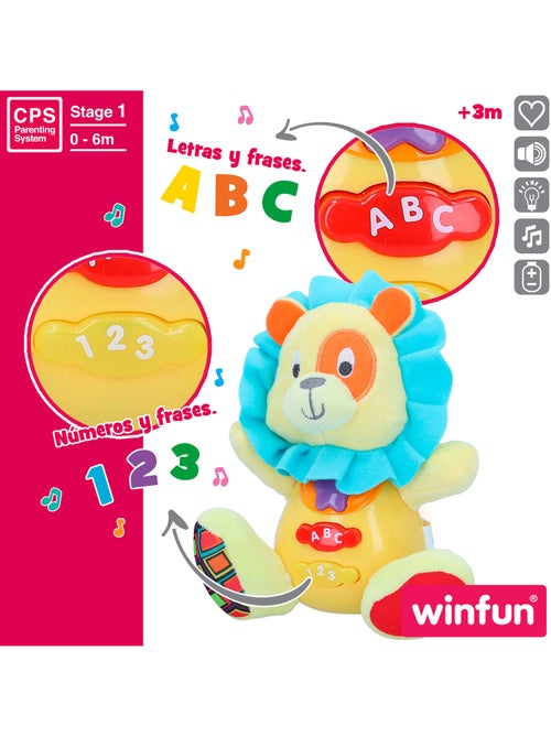 Winfun brinquedo de pelúcia lion para bebês c/luz e som em espanhol - Kiabi
