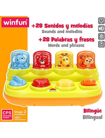 Winfun brinquedo interativo bilingue para animais saltitantes com som