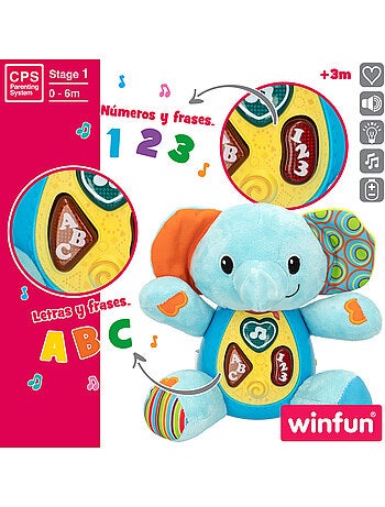 Winfun elefante falante de pelúcia para bebês c/luzes - idioma: espanhol