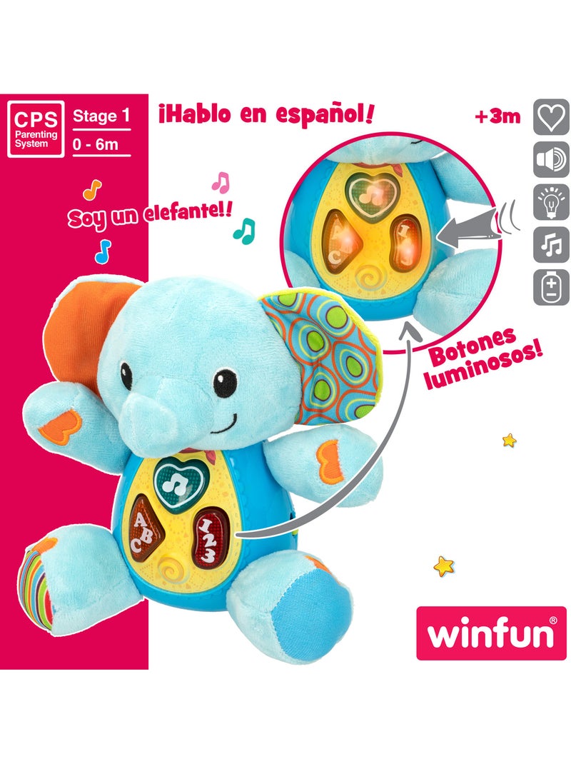 Winfun elefante falante de pelúcia para bebês c/luzes - idioma: espanhol Multicolorido - Kiabi