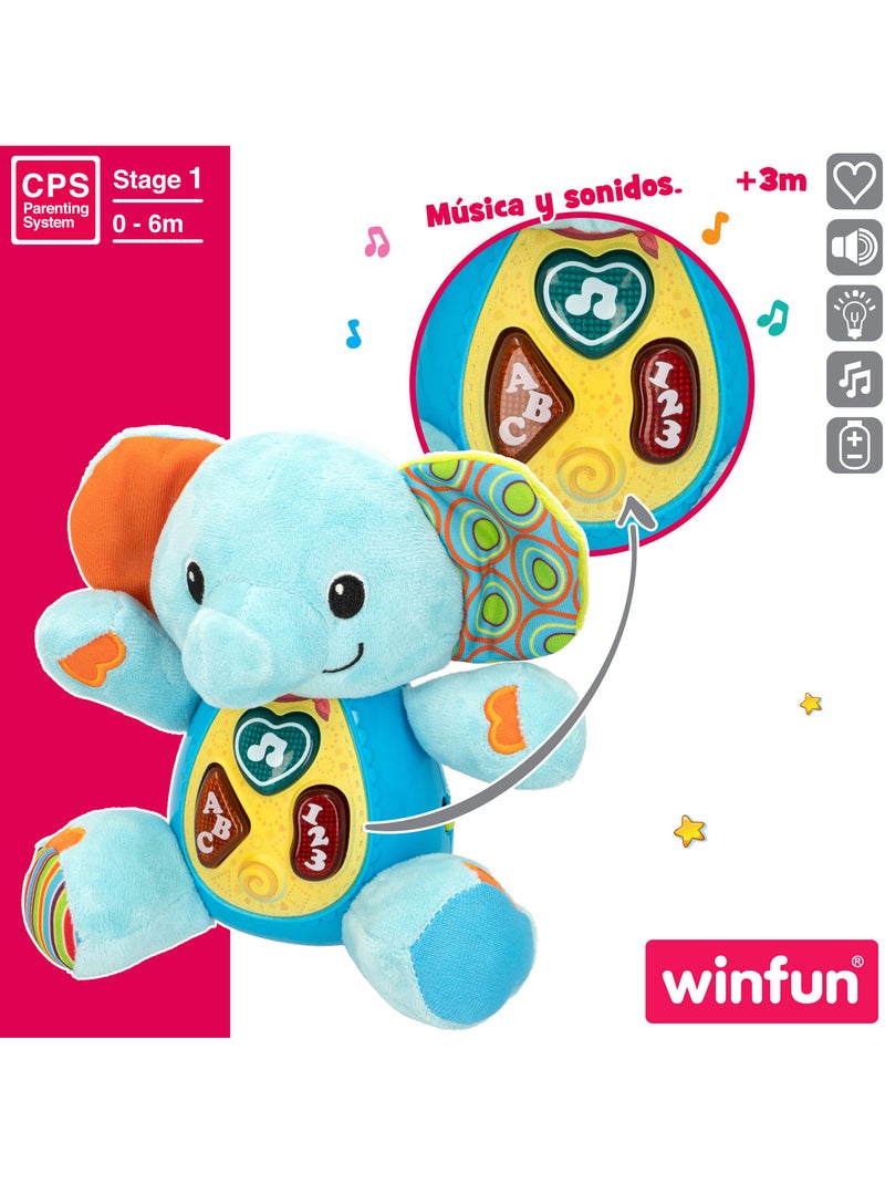 Winfun elefante falante de pelúcia para bebês c/luzes - idioma: espanhol Multicolorido - Kiabi