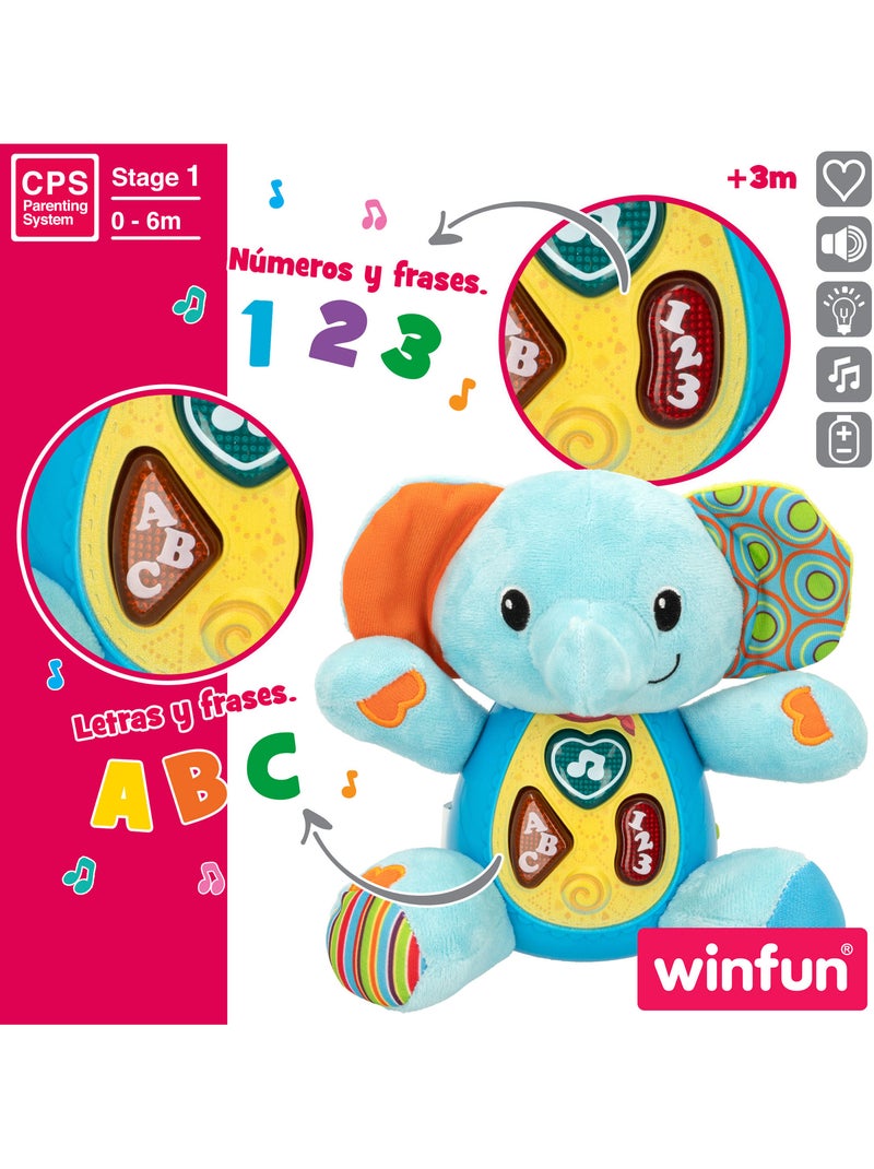Winfun elefante falante de pelúcia para bebês c/luzes - idioma: espanhol Multicolorido - Kiabi