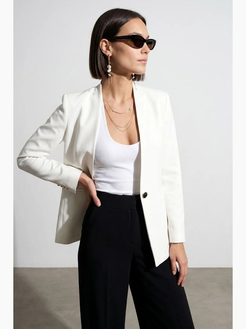 Women’s blazer jacket de crepe slim fit dilvin Branco sujo - Kiabi
