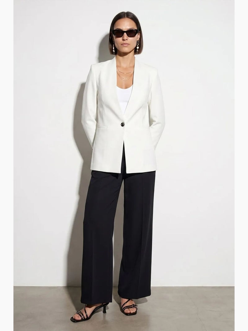 Women’s blazer jacket de crepe slim fit dilvin Branco sujo - Kiabi