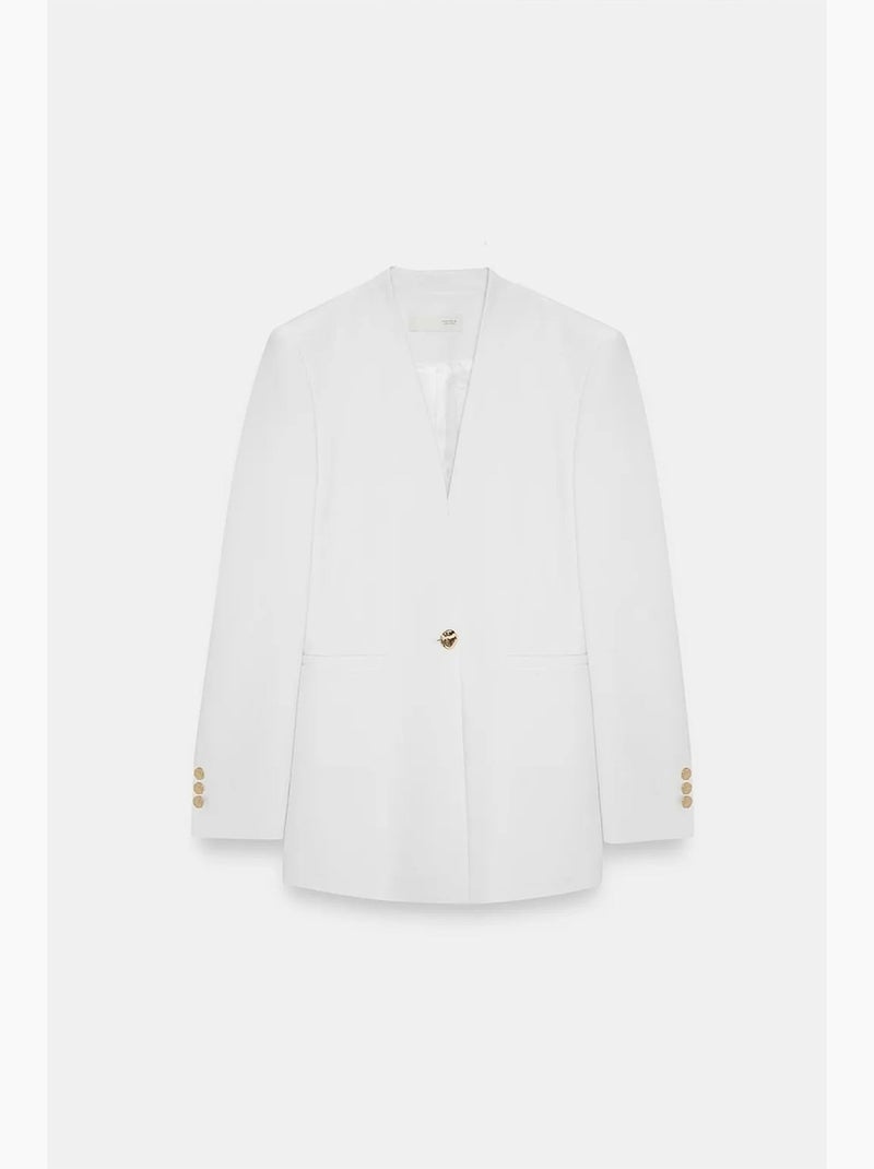 Women’s blazer jacket de crepe slim fit dilvin Branco sujo - Kiabi