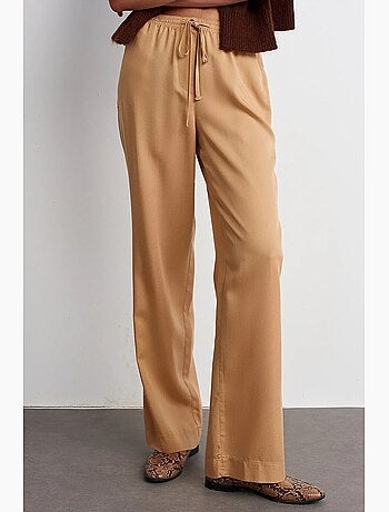 Women's calças de perna larga em tencel dilvin