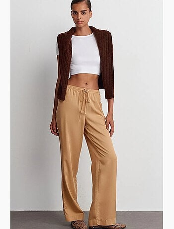 Women's calças de perna larga em tencel dilvin