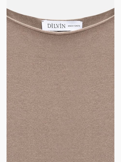 Women's camisola canelada com decote barco slim fit dilvin - Kiabi