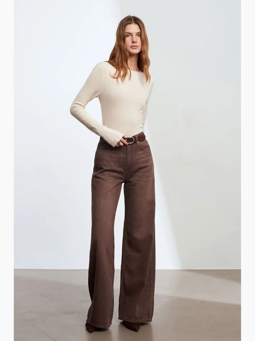 Women's camisola canelada com decote barco slim fit dilvin - Kiabi