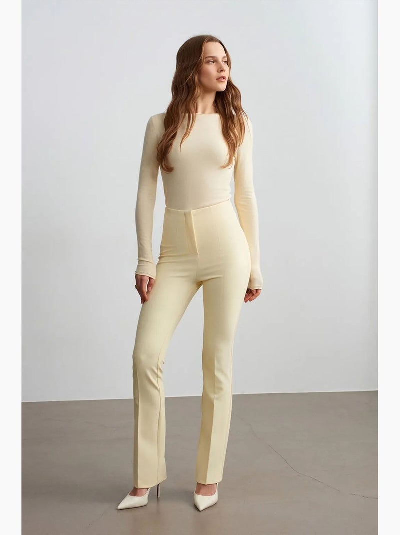 Women's camisola canelada com decote barco slim fit dilvin Ecru - Kiabi