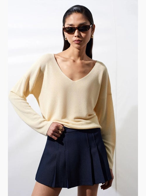 Women's camisola de malha canelada com decote em v dilvin - Kiabi