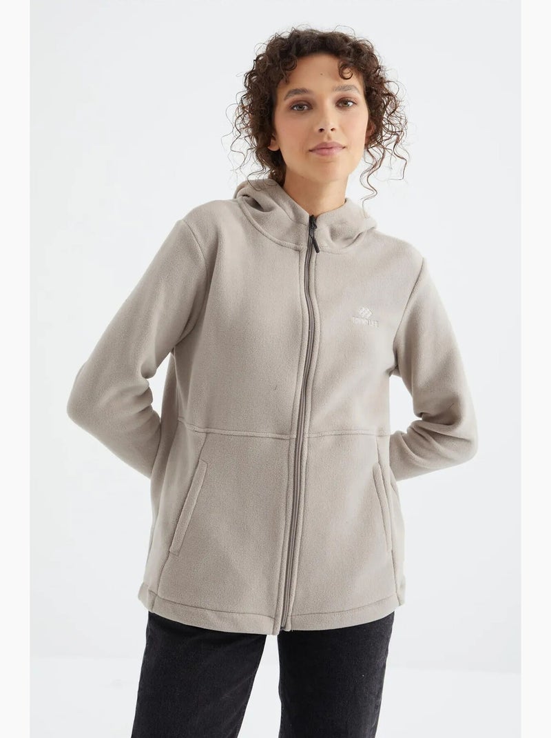 Women's sweatshirt com capuz e fecho de correr tommy Areia - Kiabi