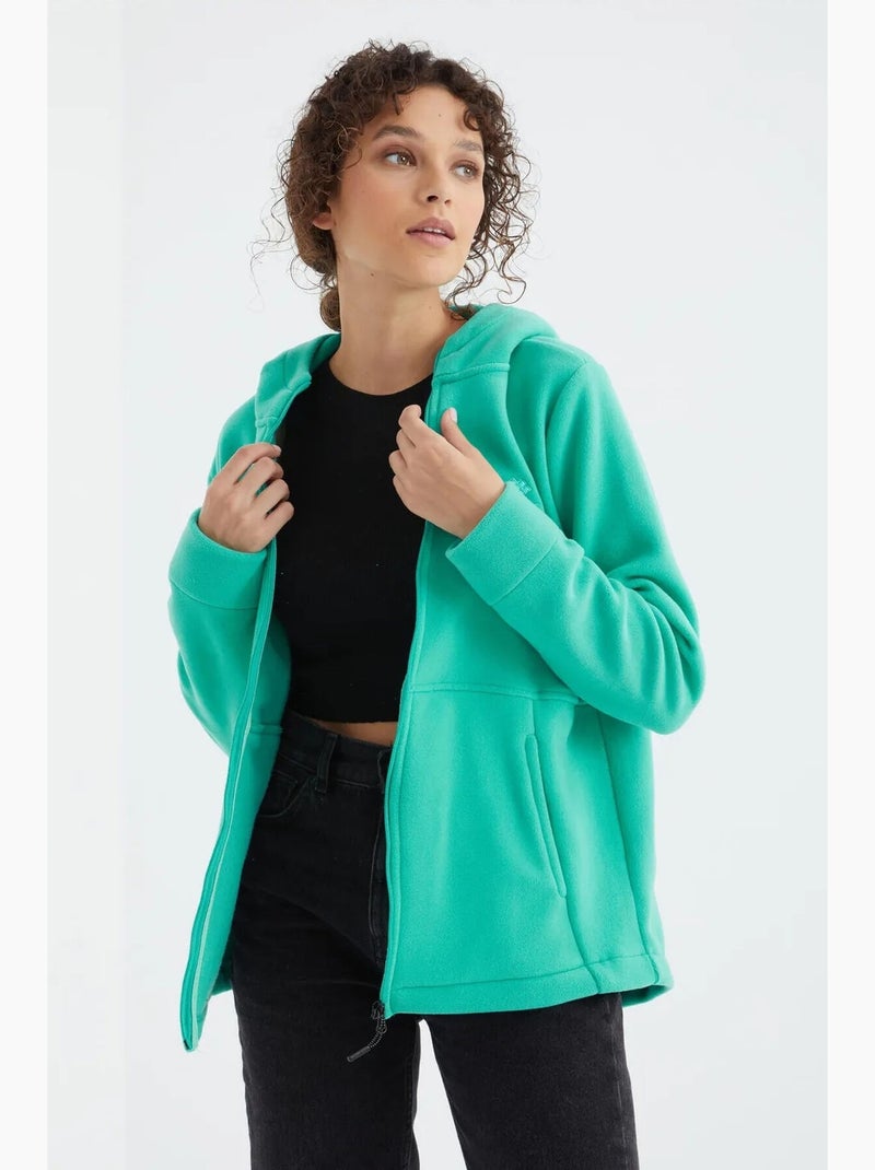 Women's sweatshirt com capuz e fecho de correr tommy Verde menta - Kiabi