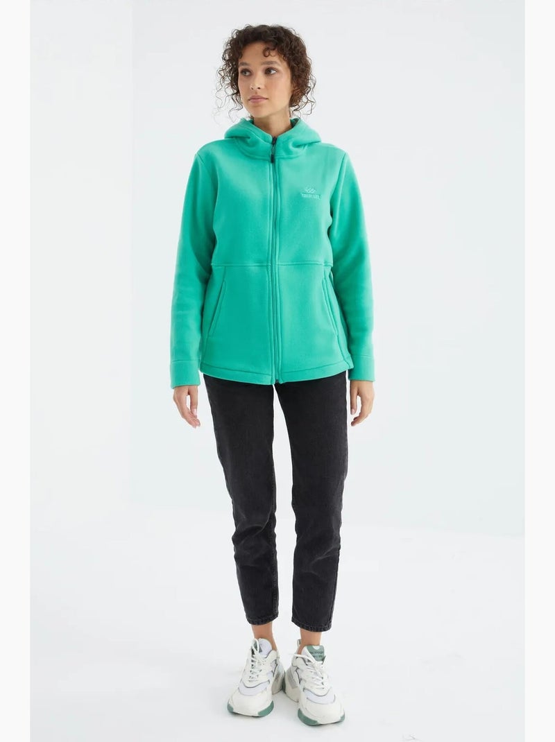 Women's sweatshirt com capuz e fecho de correr tommy Verde menta - Kiabi