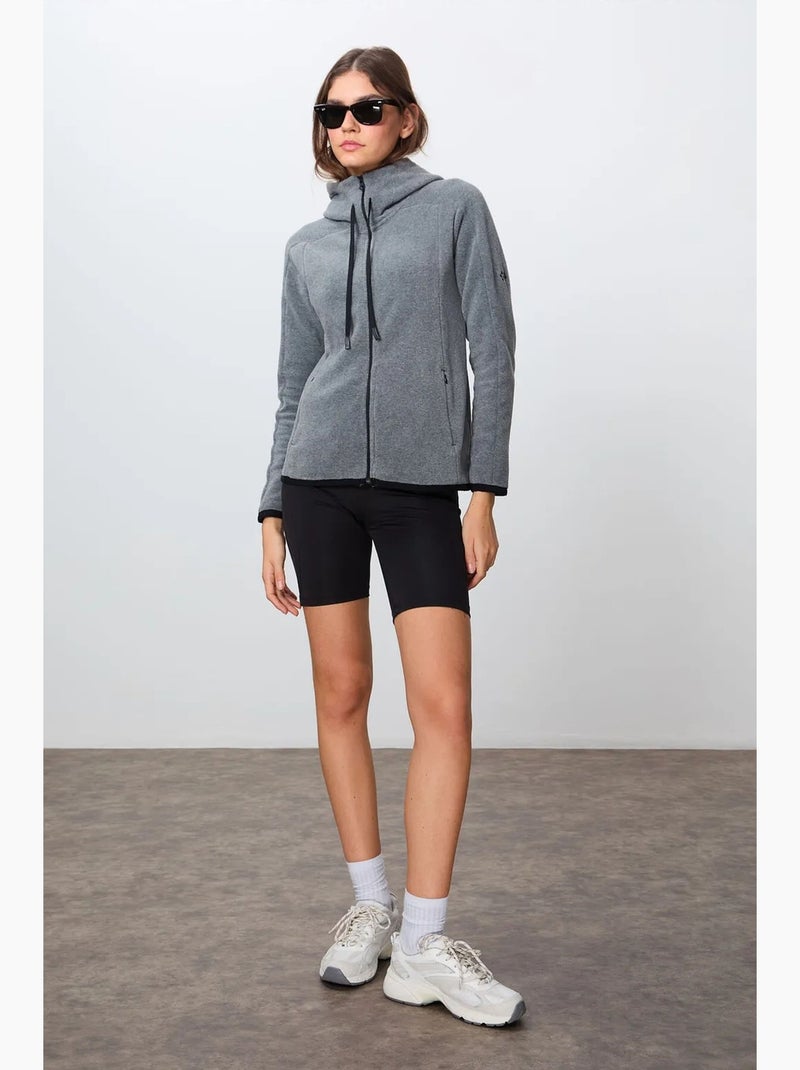 Women's sweatshirt felpada com capuz e fecho de correr tommy Cinza - Kiabi