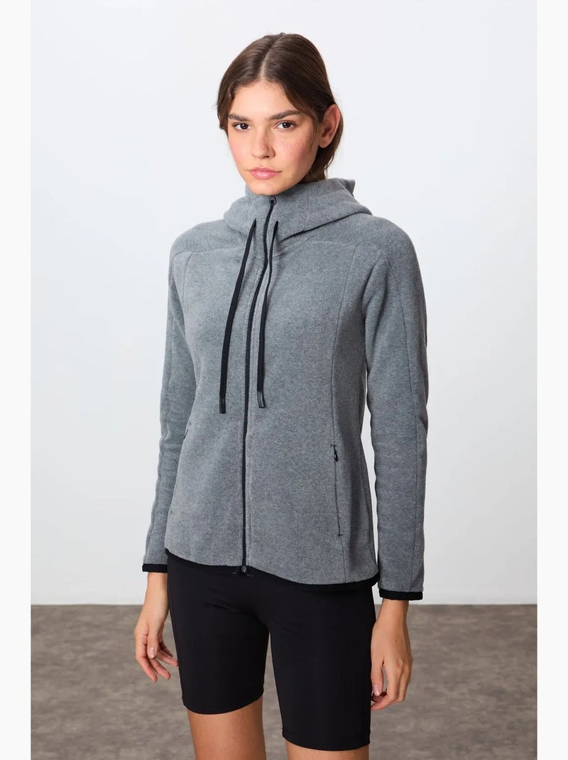Women's sweatshirt felpada com capuz e fecho de correr tommy Cinza - Kiabi