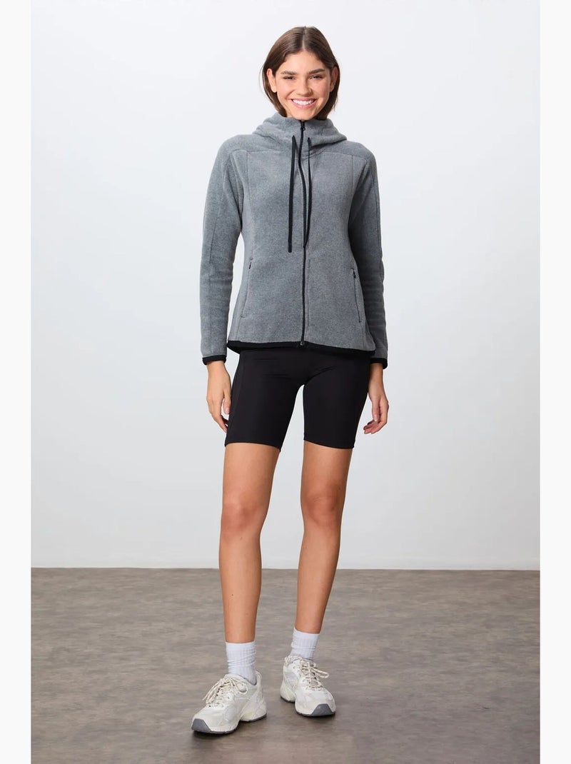 Women's sweatshirt felpada com capuz e fecho de correr tommy Cinza - Kiabi