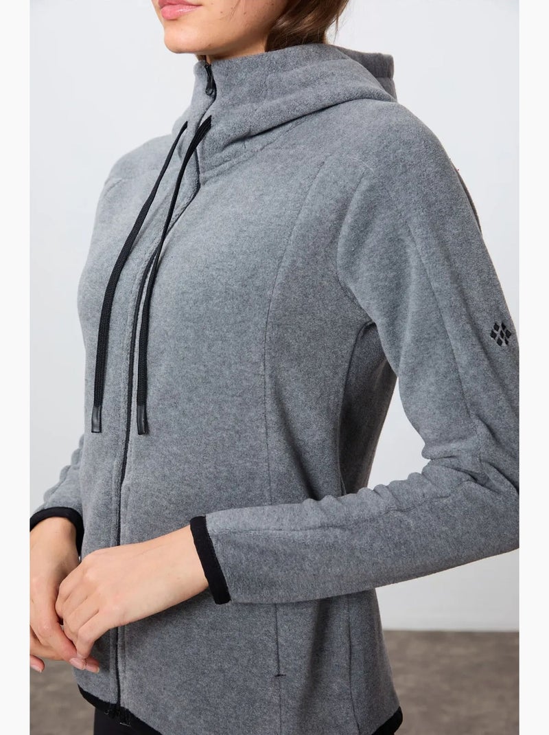 Women's sweatshirt felpada com capuz e fecho de correr tommy Cinza - Kiabi