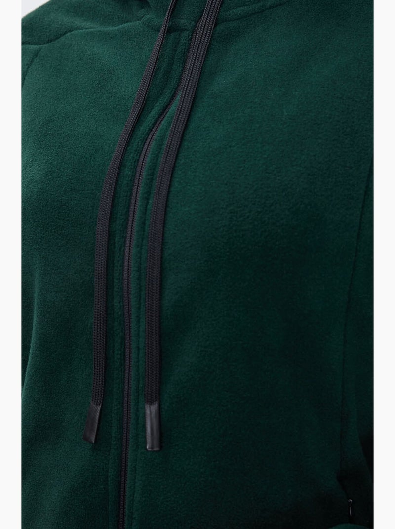 Women's sweatshirt felpada com capuz e fecho de correr tommy Verde garrafa - Kiabi