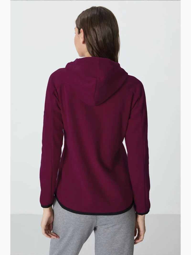 Women's sweatshirt felpada com capuz e fecho de correr tommy Vermelho bordô - Kiabi
