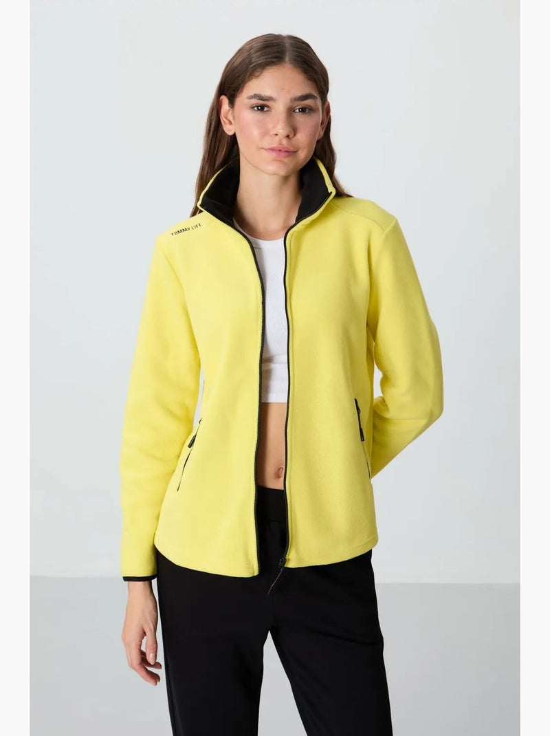 Women's sweatshirt felpada com fecho de correr à frente tommy Amarelo-limão - Kiabi