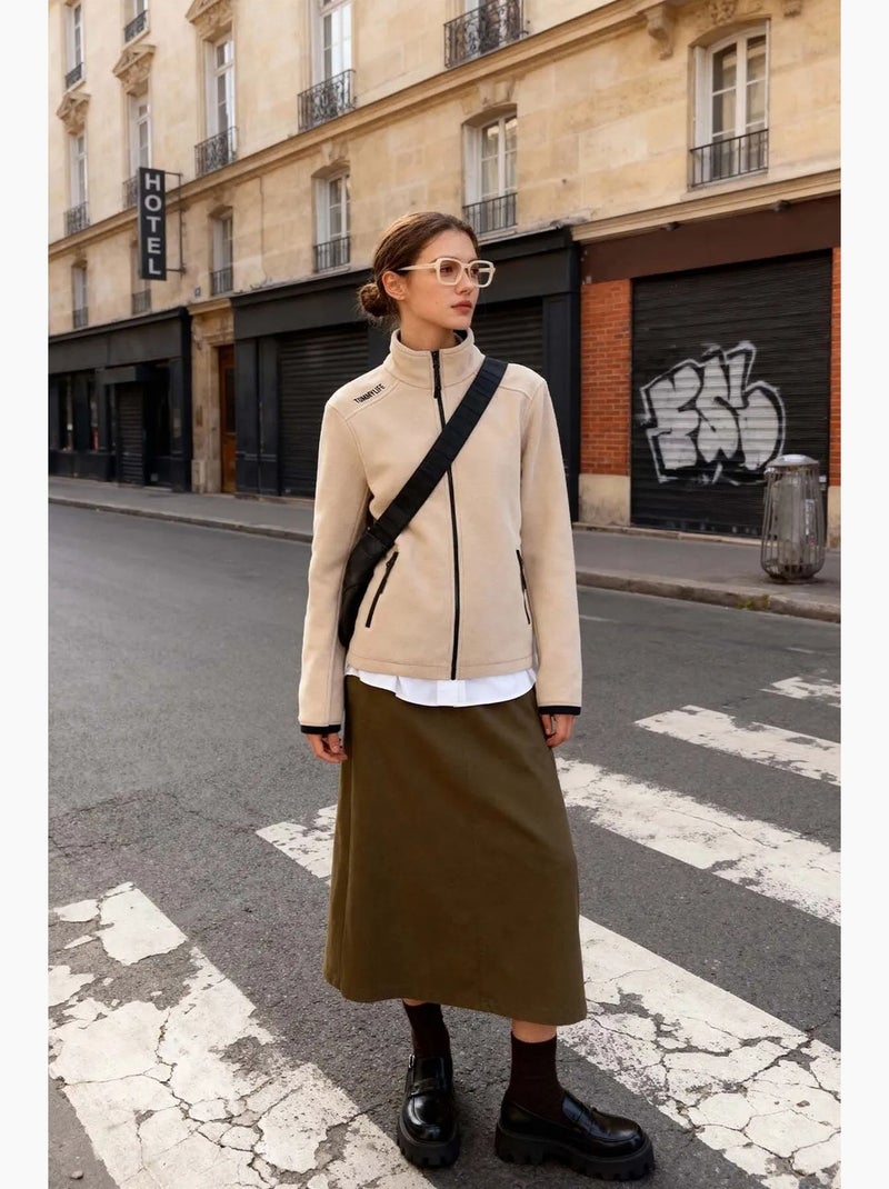 Women's sweatshirt felpada com fecho de correr à frente tommy Bege-argila - Kiabi