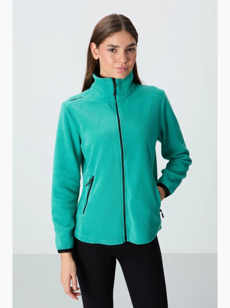 Women's sweatshirt felpada com fecho de correr à frente tommy Turquesa - Kiabi