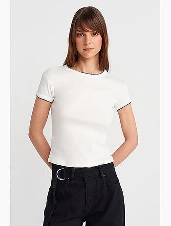 Women's t-shirt crop de algodão slim fit dilvin