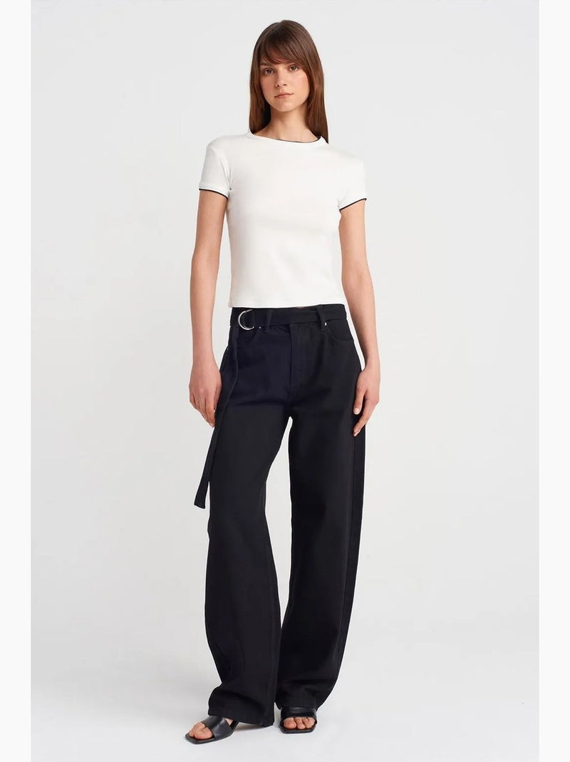 Women's t-shirt crop de algodão slim fit dilvin Ecru - Kiabi